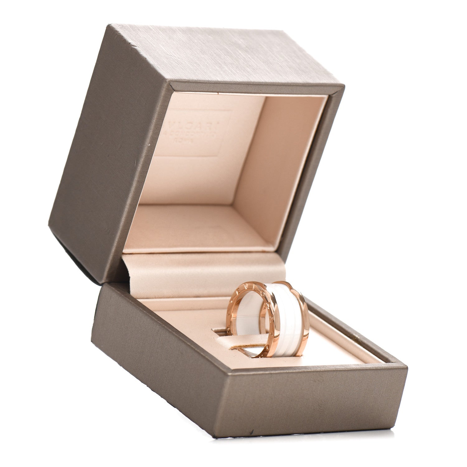 Bulgari 18K Rose Gold White Ceramic B.Zero1 Four-Band Ring 56 7.5 5 of 5