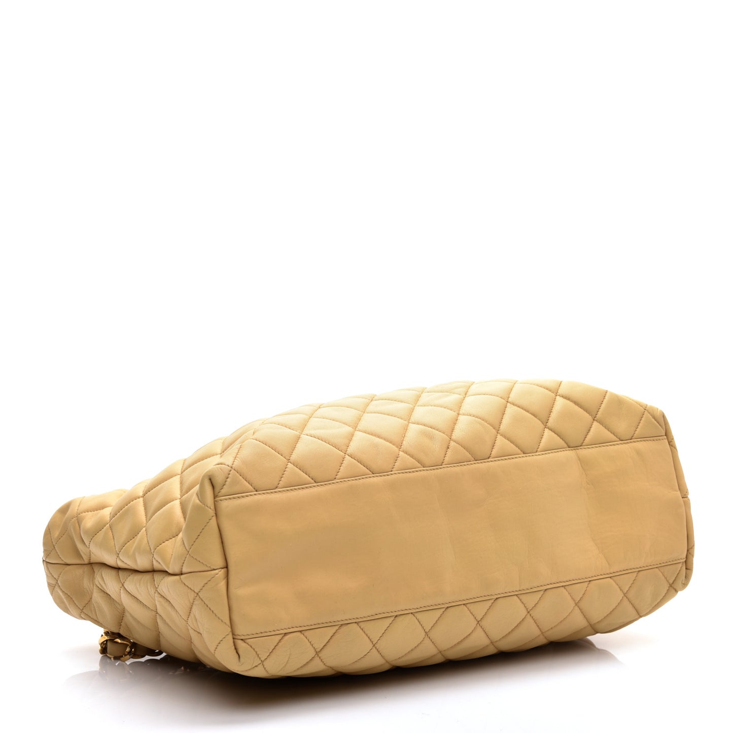 Lambskin Quilted Shopping Tote Beige