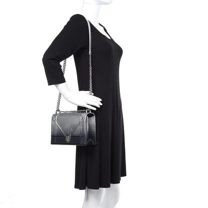 Christian Dior Metallic Patent Micro-Cannage Gradient Medium Diorama Flap Bag Silver Blue 2 of 8