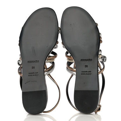 Hermes Metallic Nappa Buckles Sandals 36 Argent 7 of 16