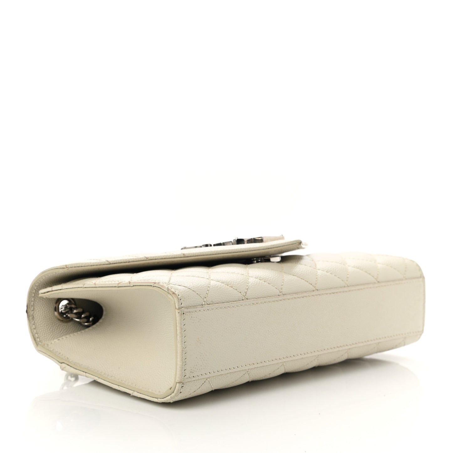 Grain De Poudre Textured Mixed Matelasse Triquilt Small Monogram Satchel Crema Soft