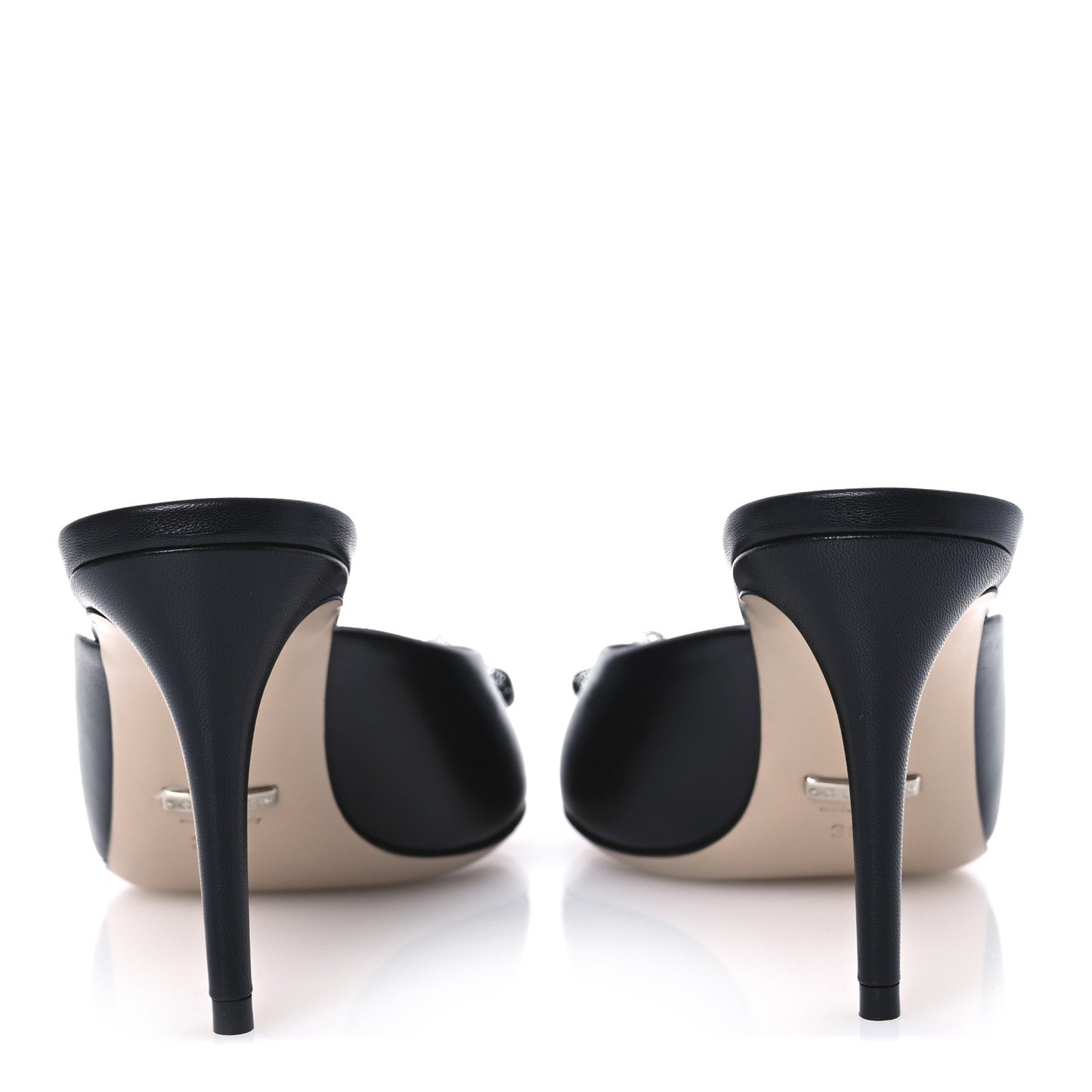 Calfskin Crystal Horsebit Sandal Pumps 36.5 Black