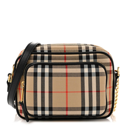 Burberry Calfskin Vintage Check Camera Bag Archive Beige 1 of 10