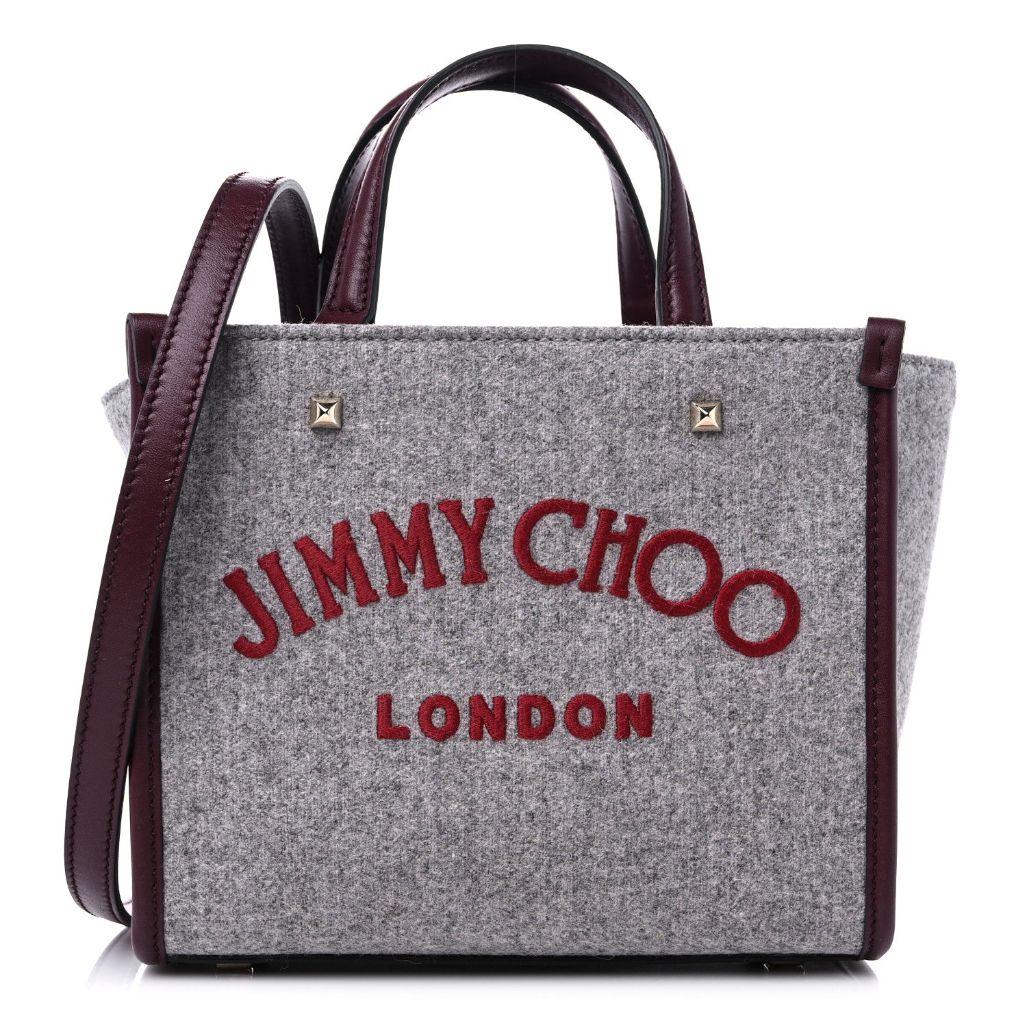 Jimmy Choo Felt Varenne Tote Marl Grey Burgundy 1 of 9