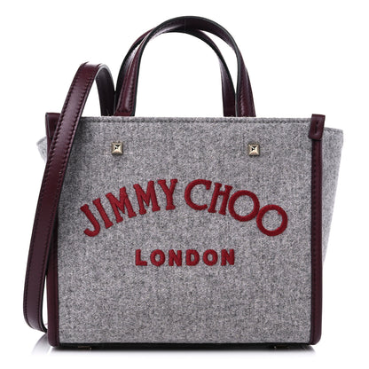 Jimmy Choo Felt Varenne Tote Marl Grey Burgundy 1 of 9