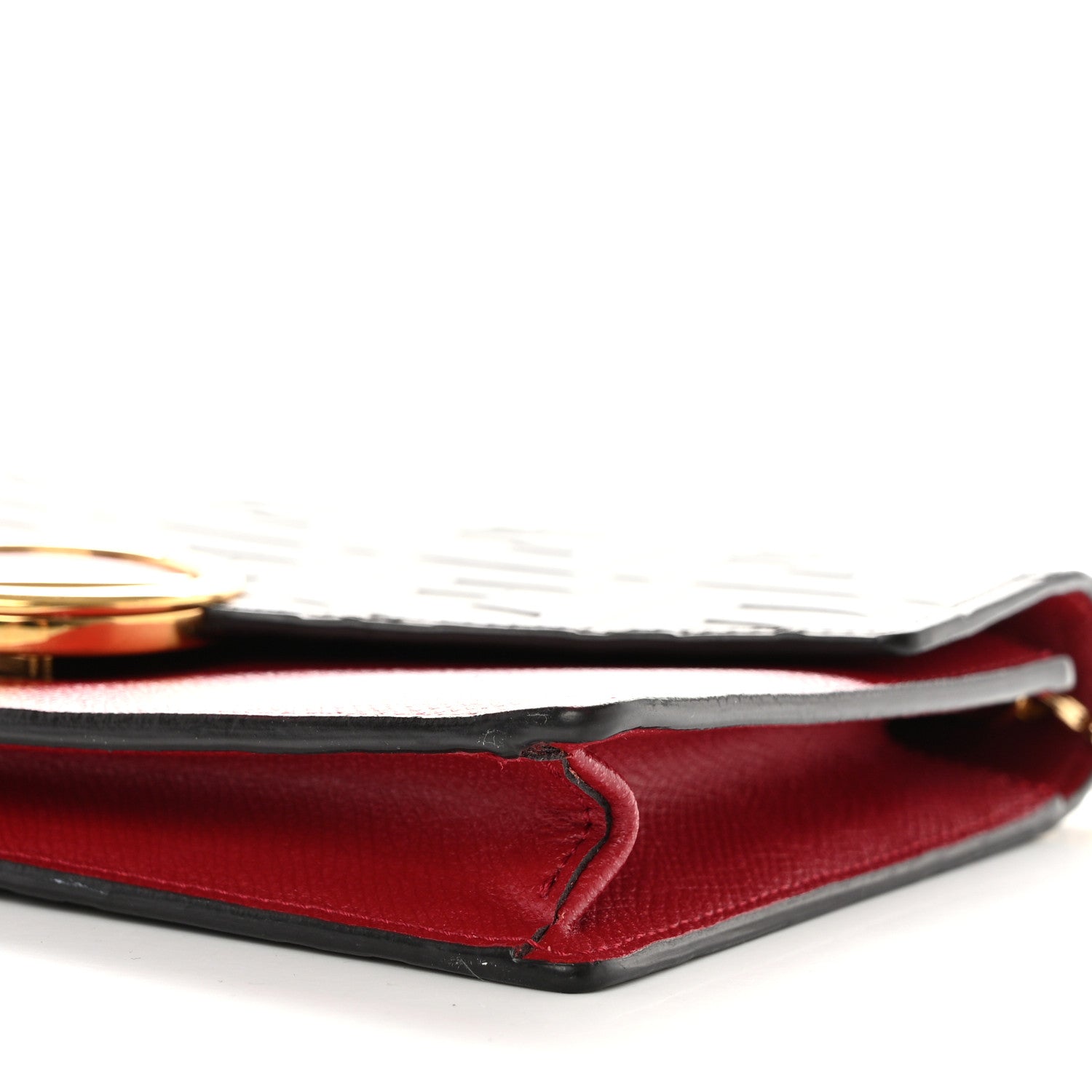 Fendi Vitello Cruise F is Fendi FF 1974 Embossed Medium Envelope Wallet On Chain Fragola Maya Black 10 of 12
