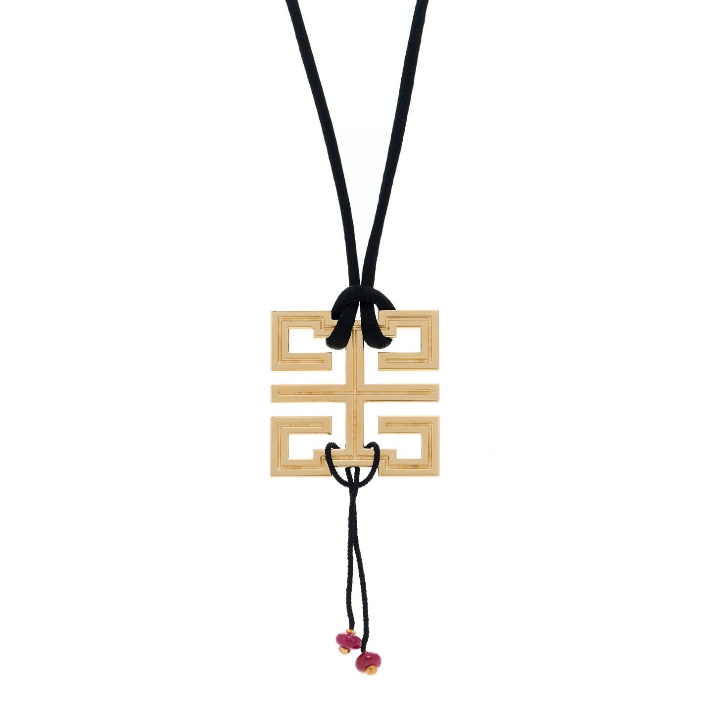 18K Yellow Gold Ruby Le Braiser du Dragon Pendant Cord Necklace