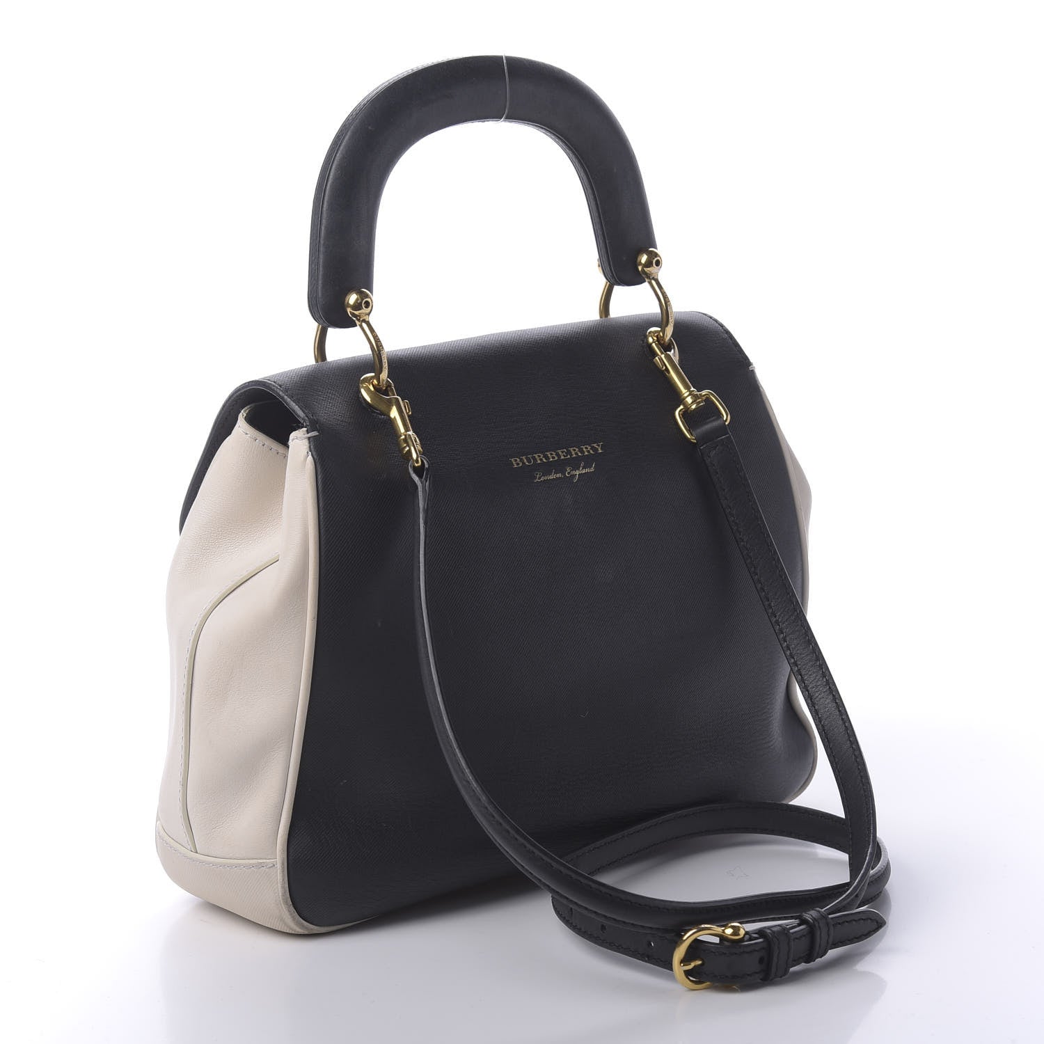 Burberry Trench Calfskin Medium DK88 Top Handle Bag Ivory Navy 3 of 10
