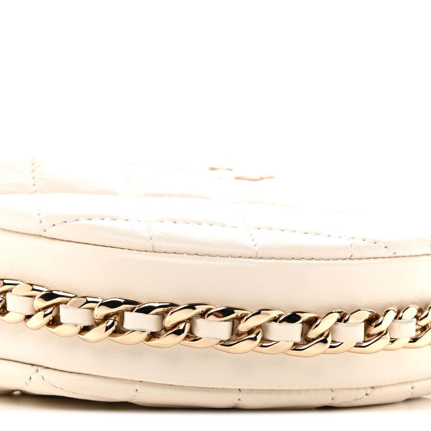 Lambskin Quilted Chain Around Pouch Hobo White