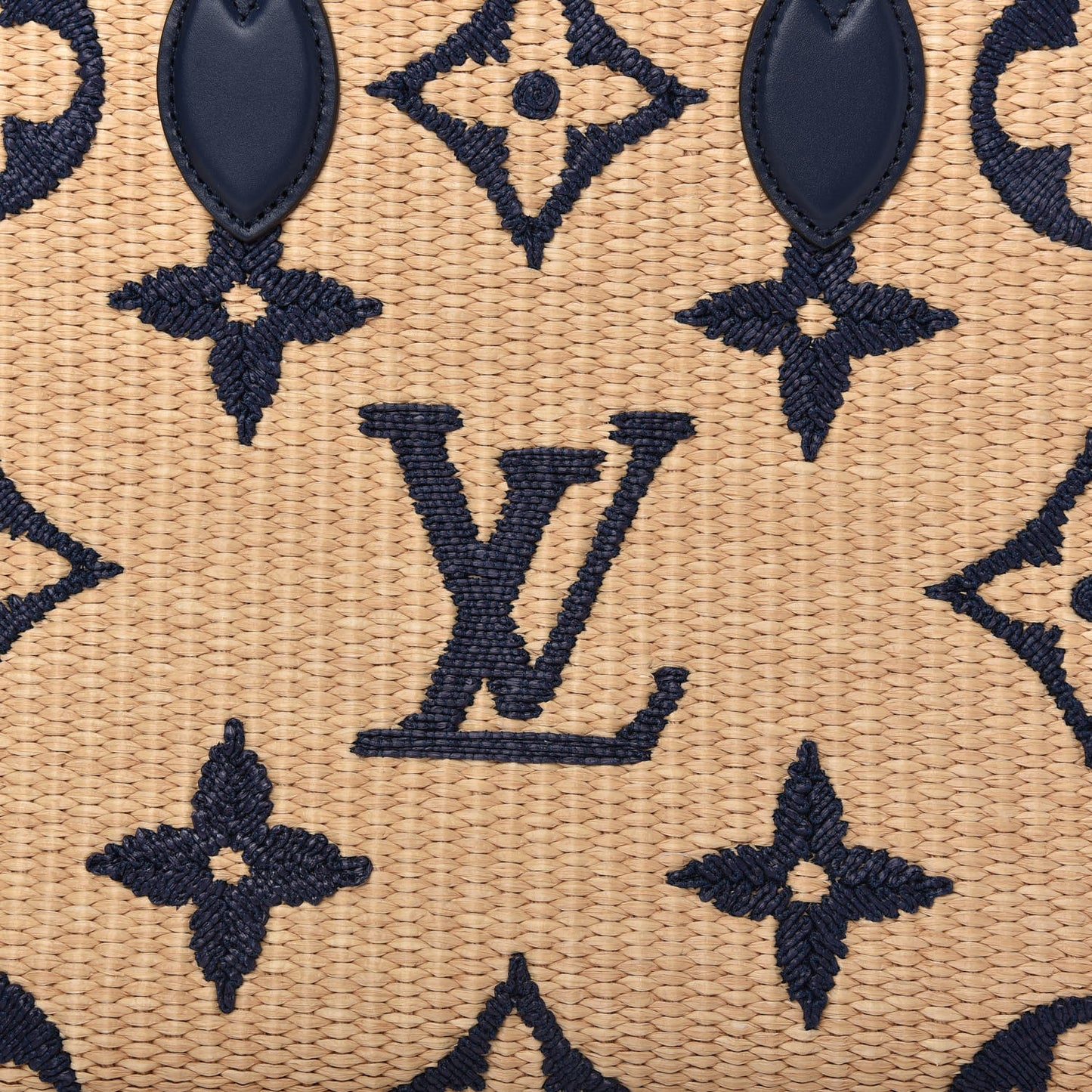 Raffia Calfskin Monogram Giant Onthego MM Blue