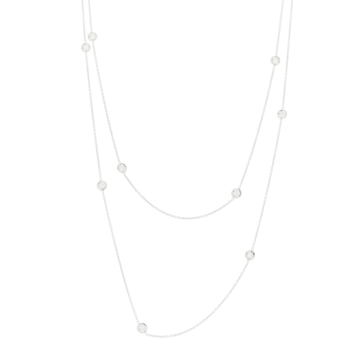 Roberto Coin 18K White Gold Diamond .75ct Diamonds By The Inch Ten Station Necklace 1 of 6