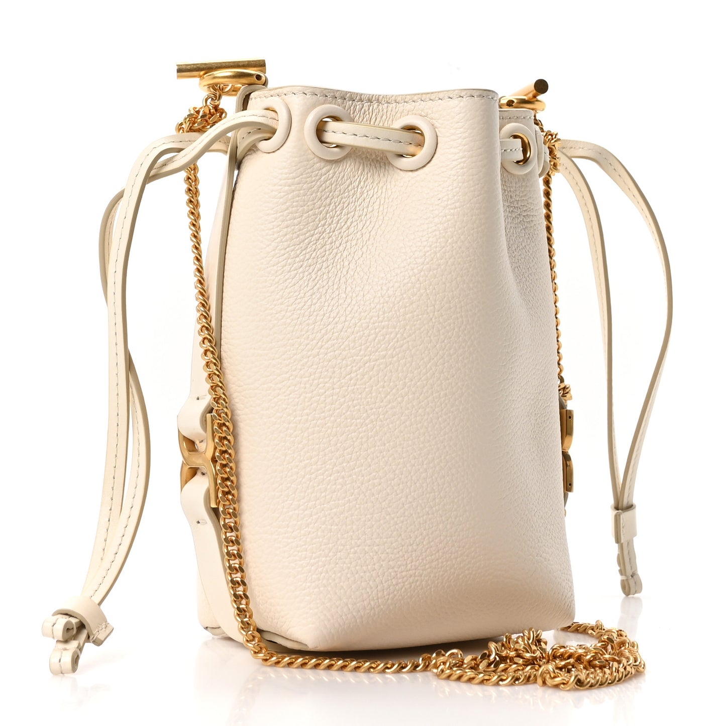 Grained Calfskin Micro Marcie Bucket Bag Misty Ivory