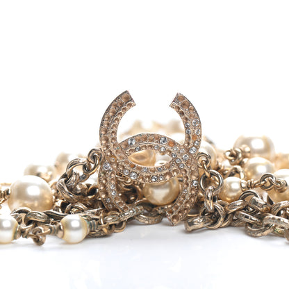 Chanel Graduated Pearl Crystal CC Long Necklace Gold 7 of 9