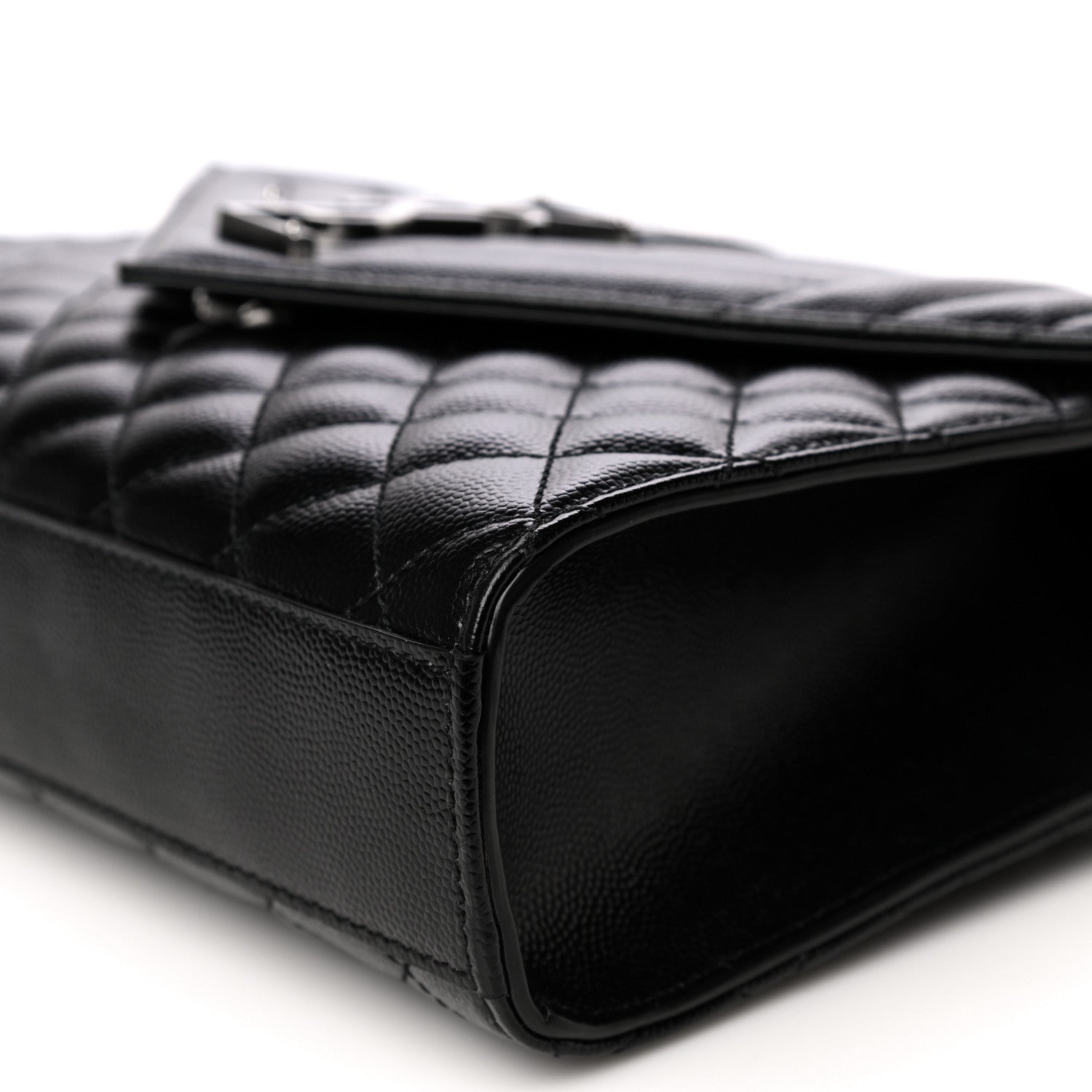 Saint Laurent Grain De Poudre Textured Mixed Matelasse Triquilt Medium Monogram Satchel Black 10 of 10