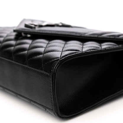 Saint Laurent Grain De Poudre Textured Mixed Matelasse Triquilt Medium Monogram Satchel Black 10 of 10