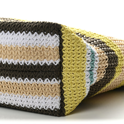 Miu Miu Raffia Crochet Stripe Tote Bag Tundra Limone Natural 10 of 10