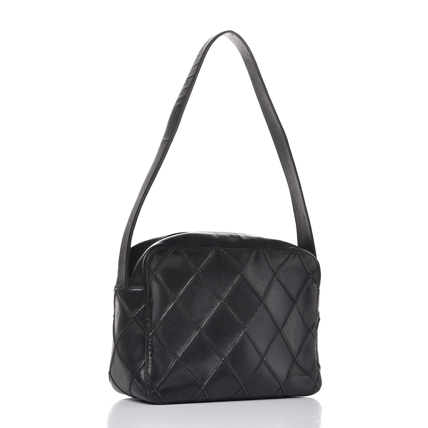 Chanel Lambskin Diamond Stitched Camera Case Black 3 of 12