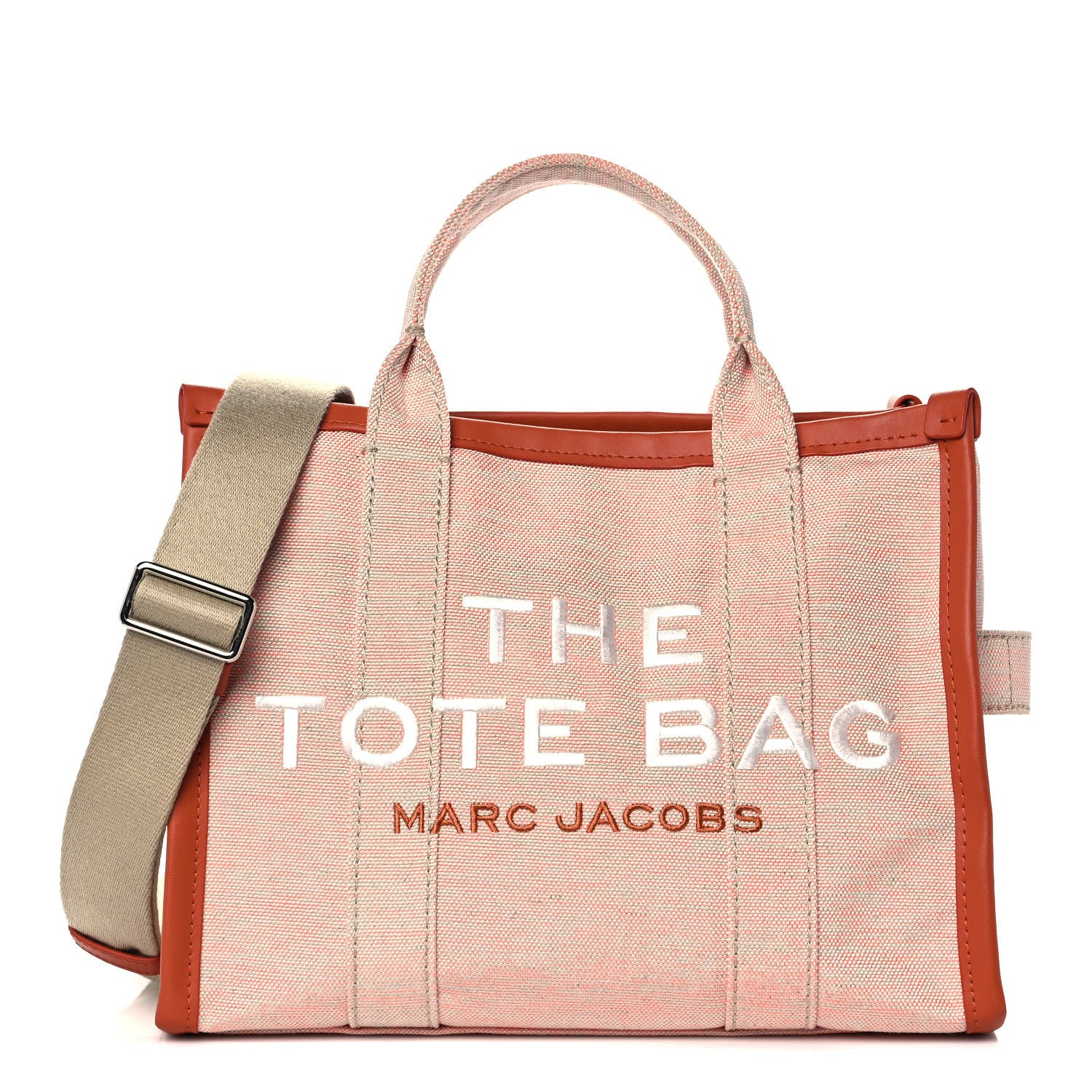 Marc Jacobs Cotton Canvas The Summer Medium Tote Bag Orange Rust 1 of 12