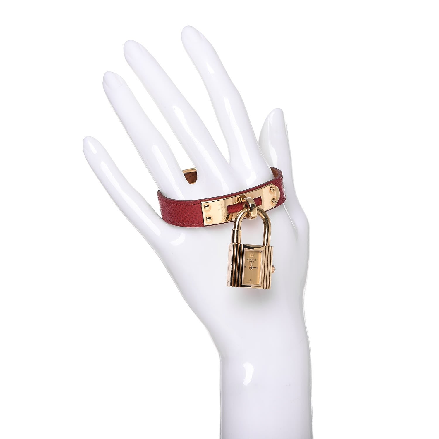 Hermes Stainless Steel Courchevel 20mm Kelly Cadena Quartz Watch Rouge Vif 2 of 13