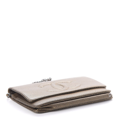 Chanel Metallic Caviar Timeless CC Wallet On Chain WOC Bronze 4 of 11
