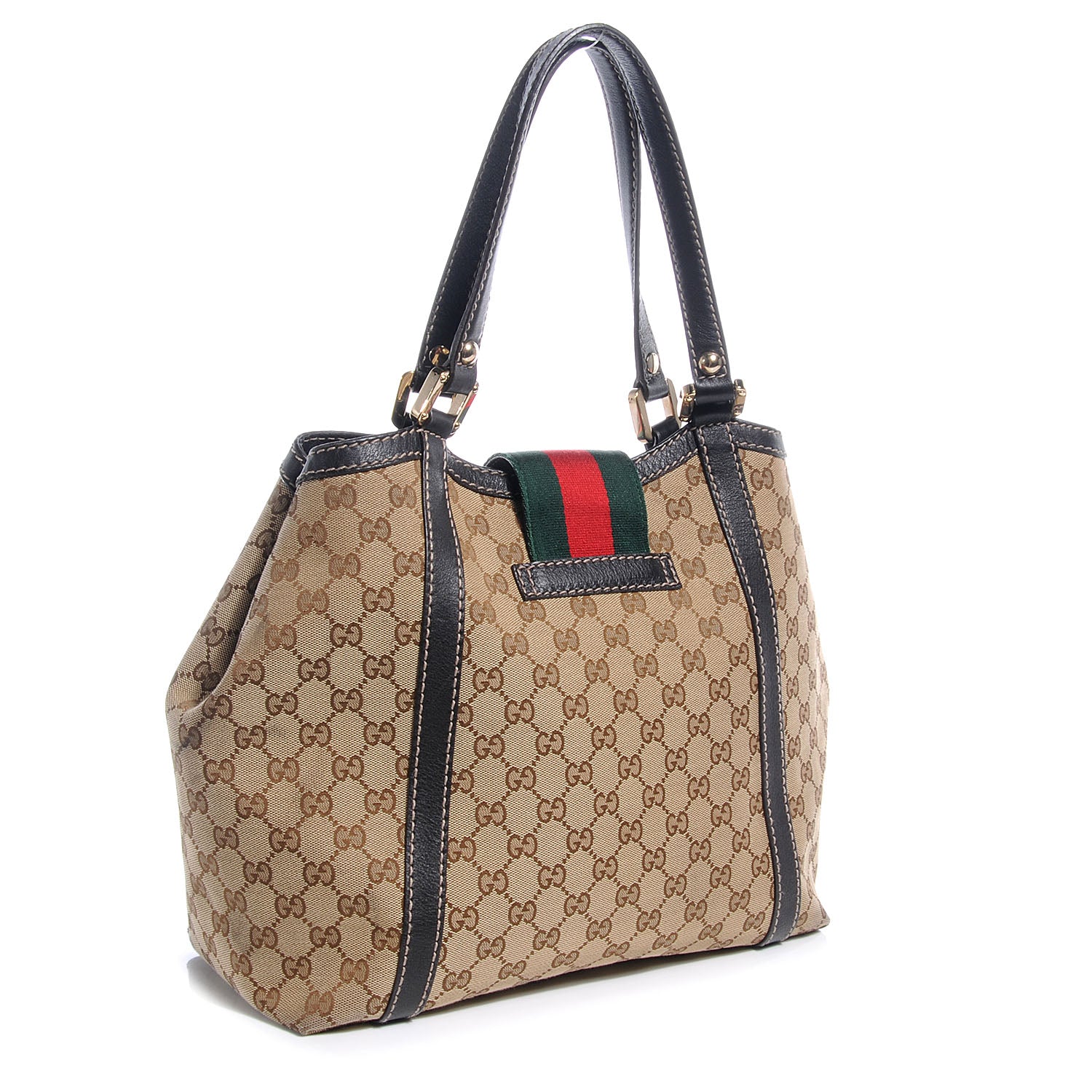 Gucci Monogram Medium New Ladies Web Tote Ebony 3 of 7