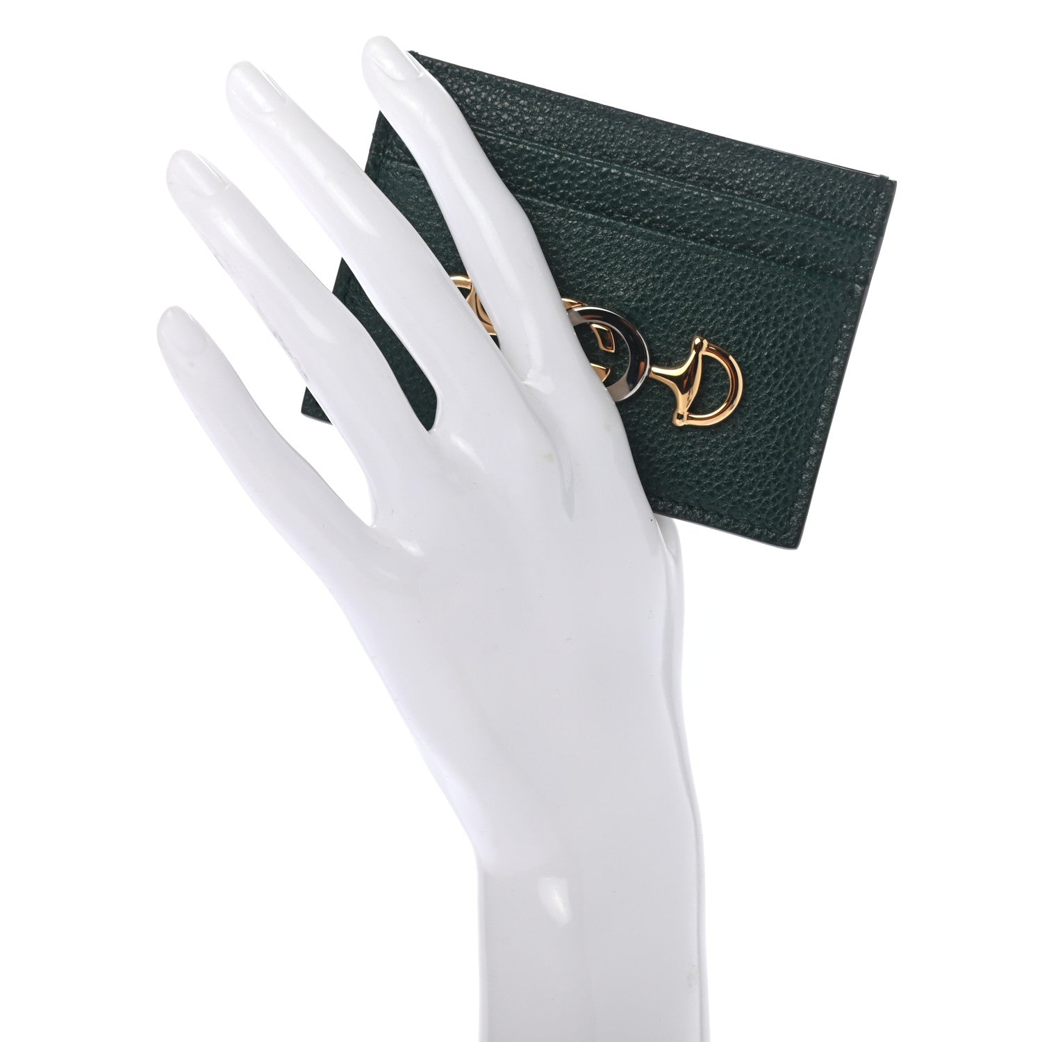 Gucci Grainy Calfskin Zumi Card Holder Vintage Green 2 of 6