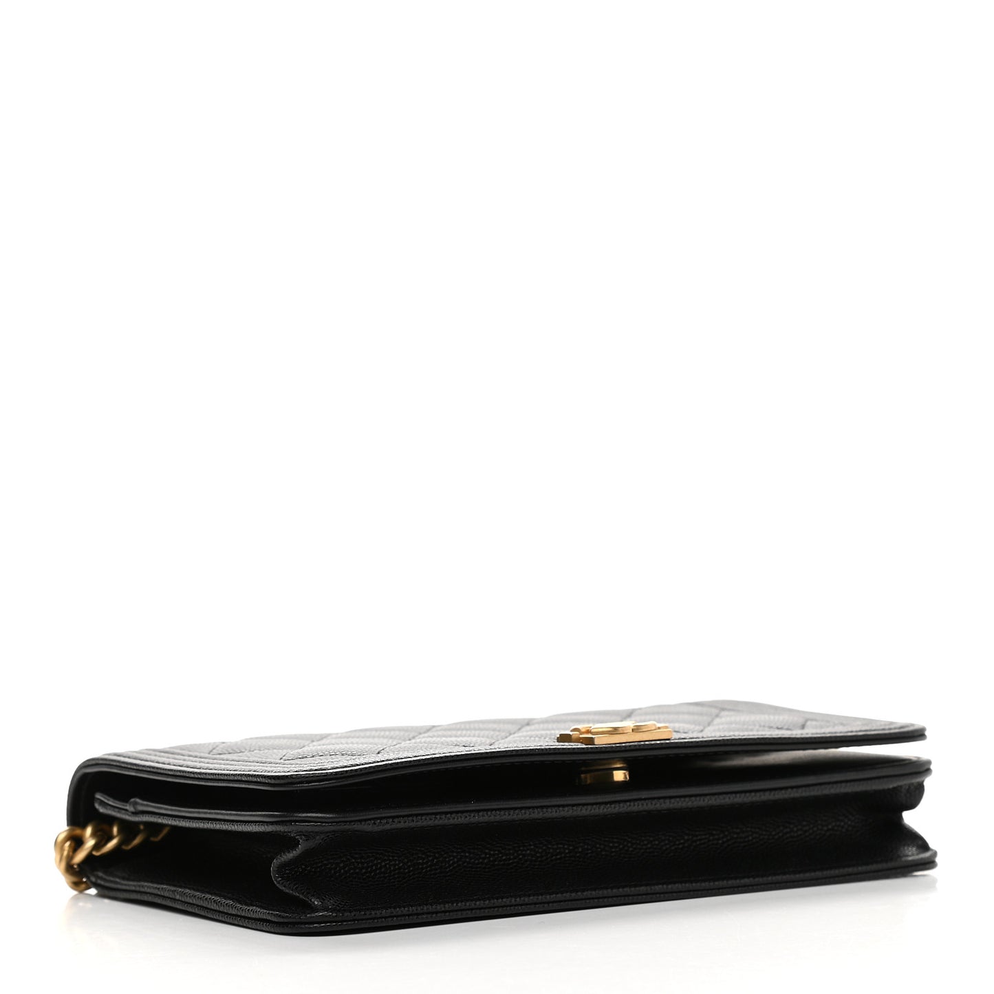 Caviar Quilted Boy Wallet On Chain WOC Black