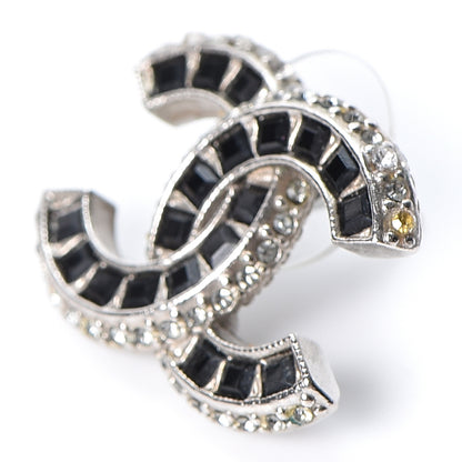 Chanel Baguette Crystal CC Earrings Black Silver 5 of 8