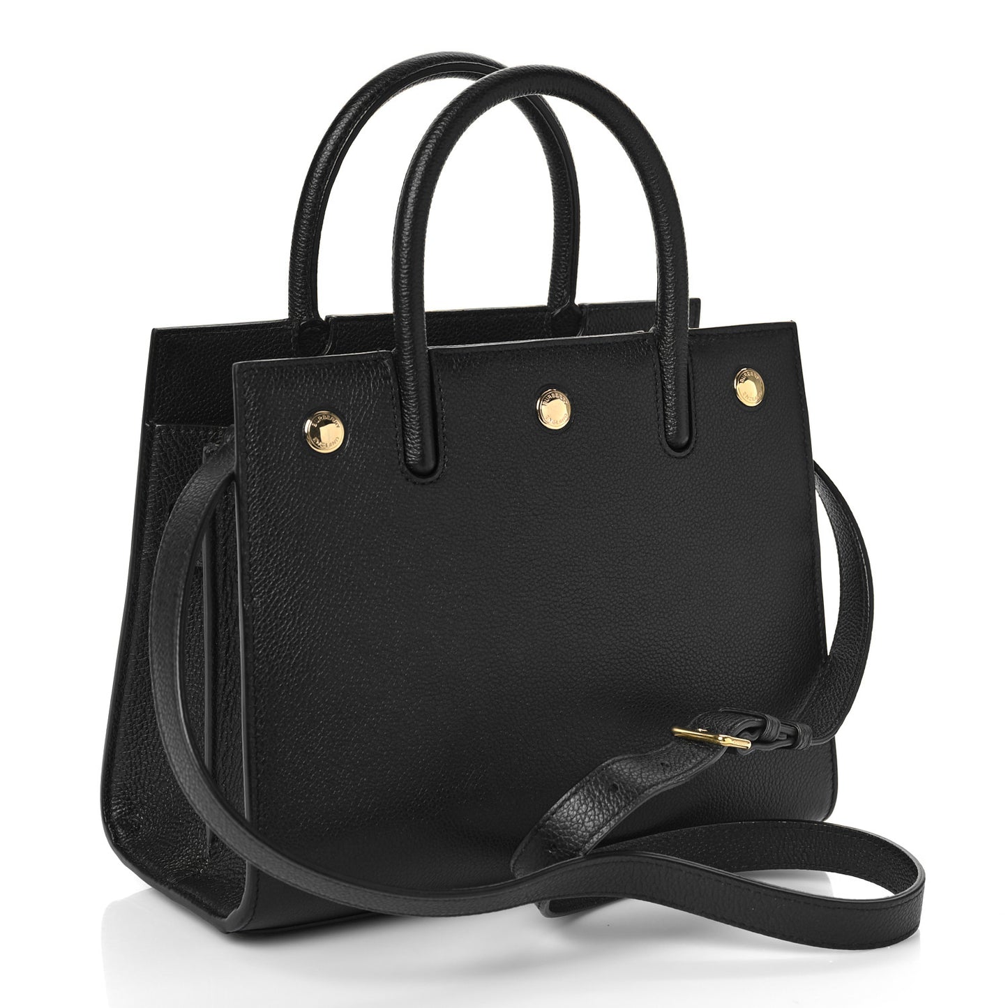Grainy Calfskin Mini Two Handle Title Bag Black