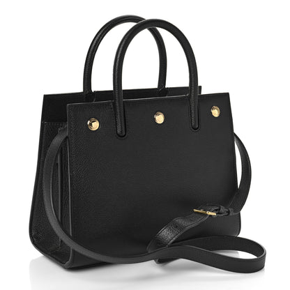 Burberry Grainy Calfskin Mini Two Handle Title Bag Black 3 of 8