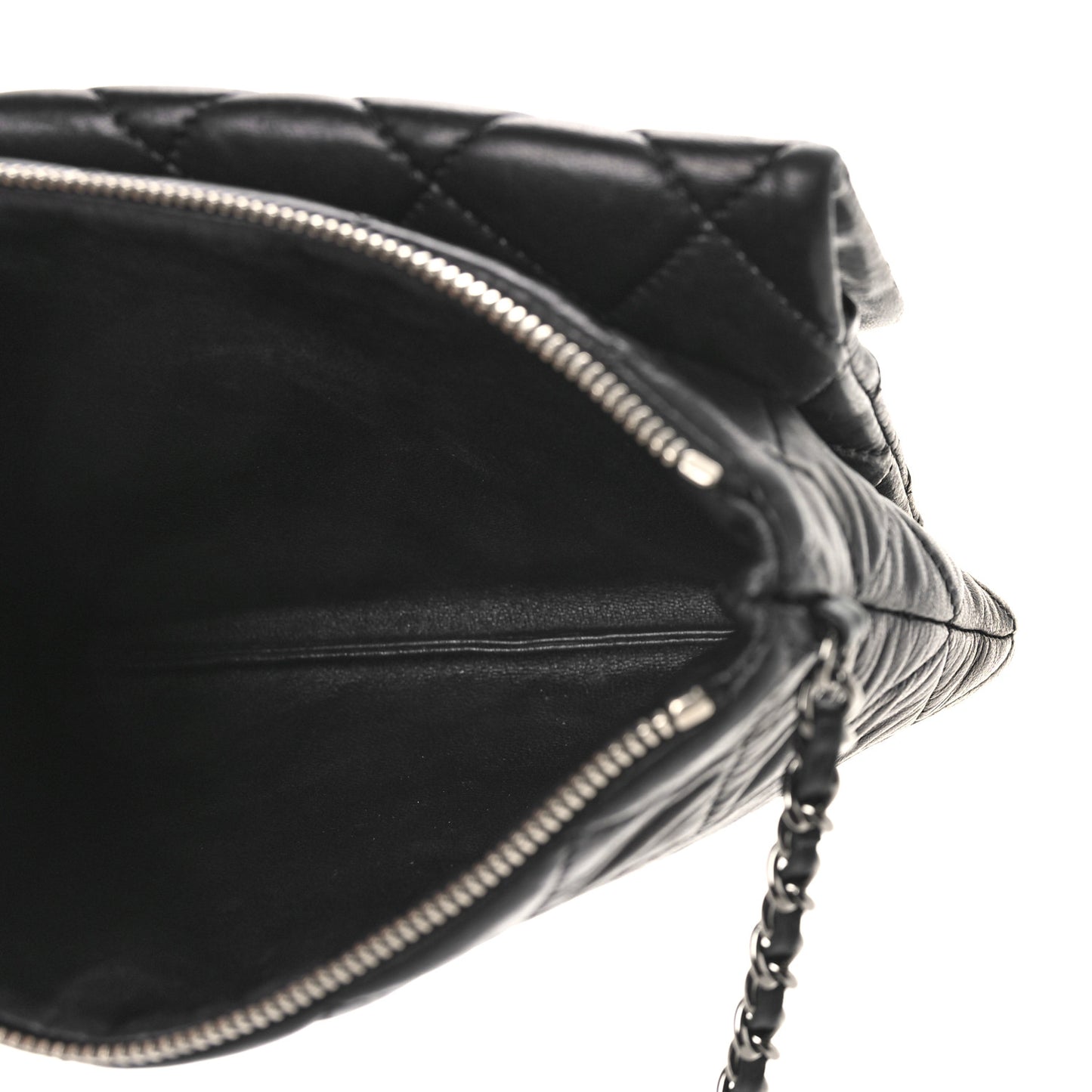 Lambskin Quilted Mineral Nights Flap Wristlet Black