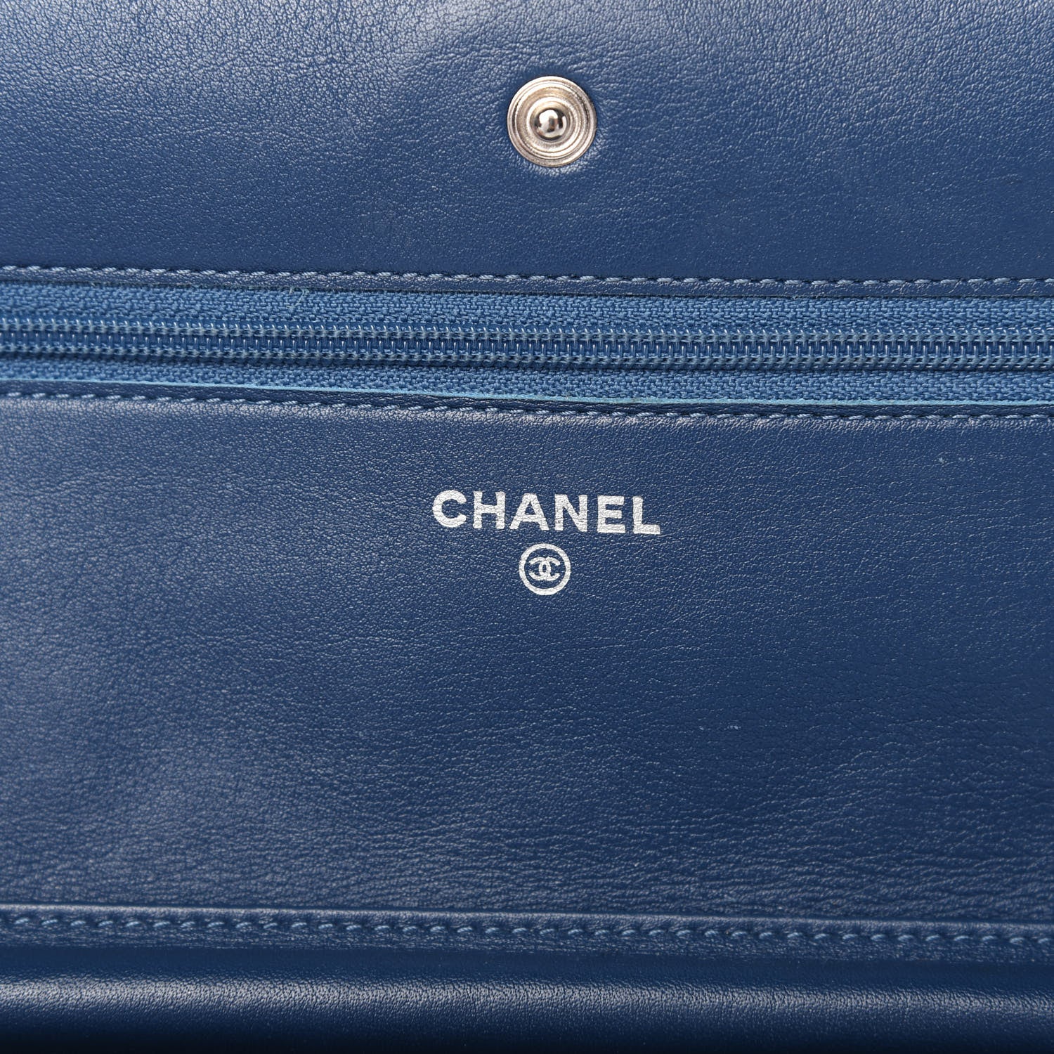 Chanel Patent Quilted Brilliant Wallet On Chain WOC Blue 8 of 12
