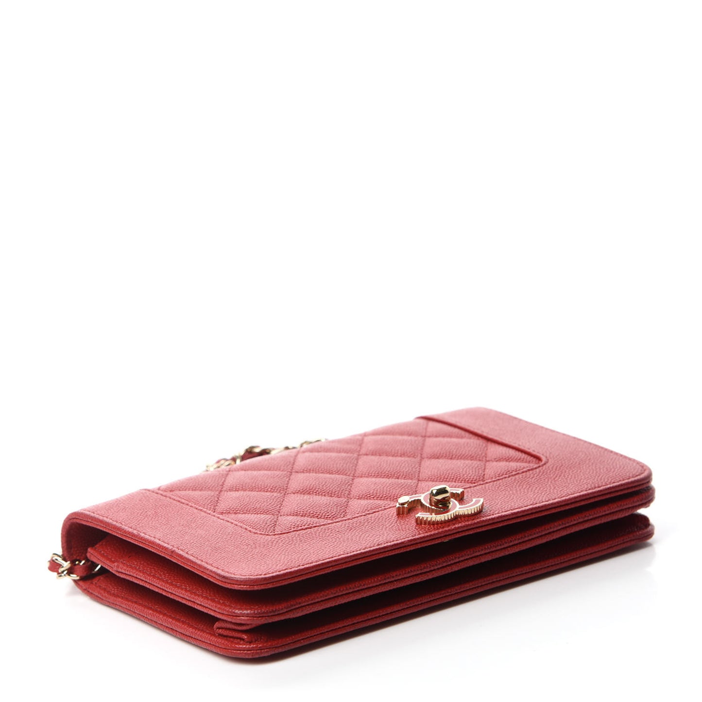 Caviar Quilted Vintage Mademoiselle Wallet On Chain WOC Red