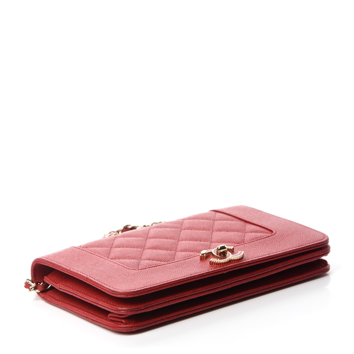 Chanel Caviar Quilted Vintage Mademoiselle Wallet On Chain WOC Red 4 of 12