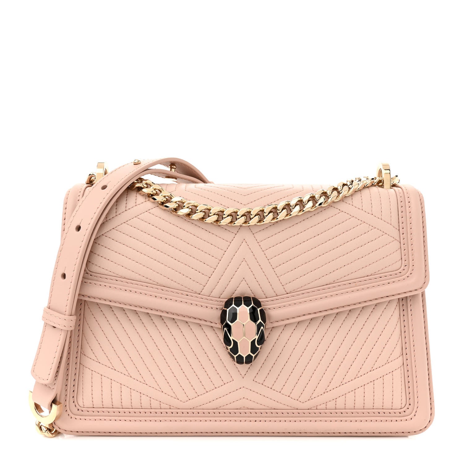 Bulgari Nappa Quilted Calfskin Serpenti Forever Diamond Blast Shoulder Bag Crystal Rose 1 of 13