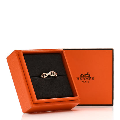 Hermes 18K Rose Gold PM Chaine d'Ancre Enchainee Ring 53 6.5 9 of 9