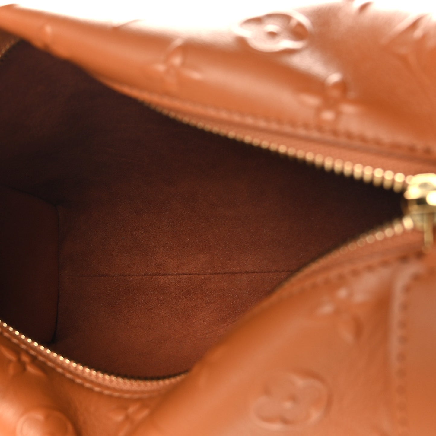 Calfskin Debossed Monogram Side Trunk Tan