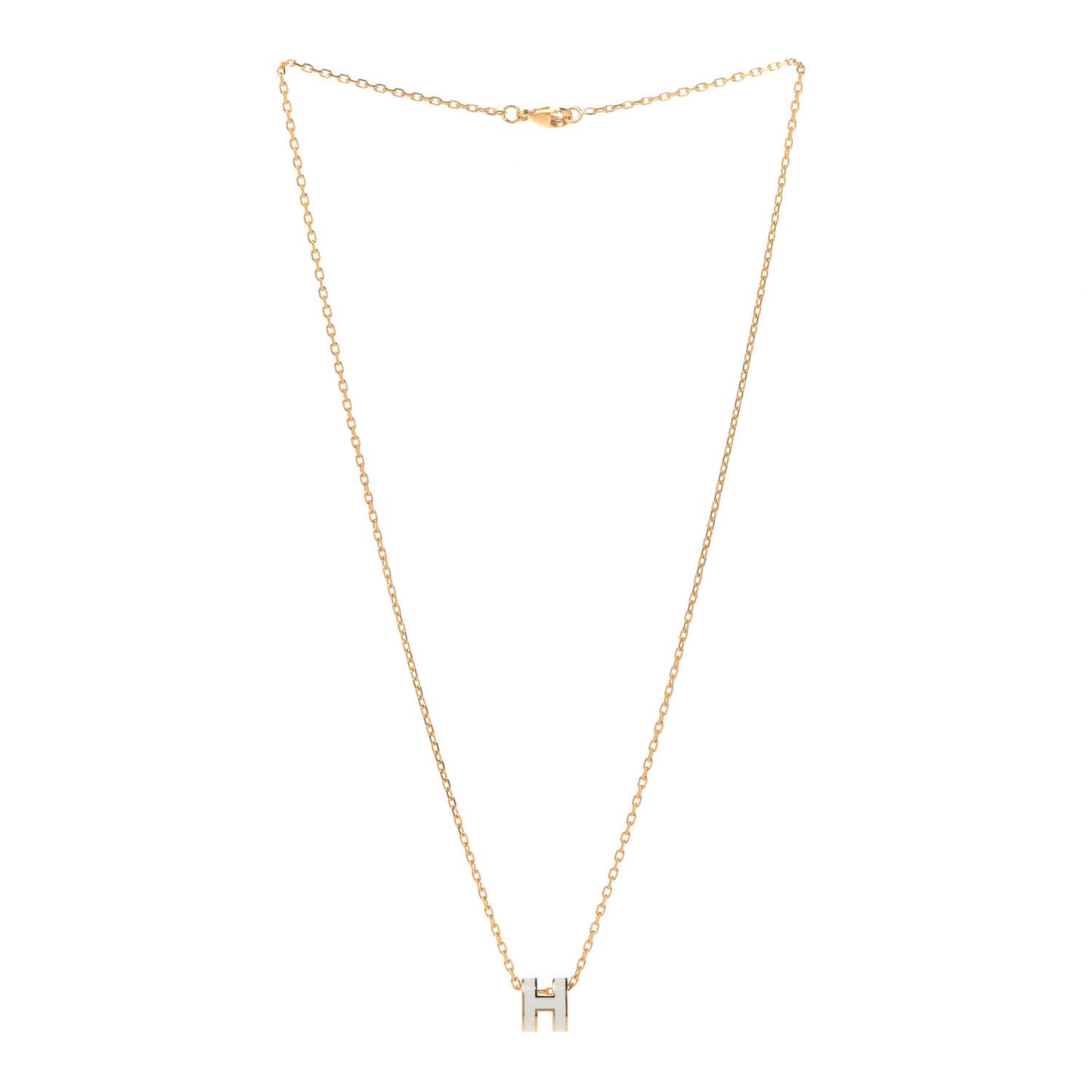 Lacquered Gold Mini Pop H Pendant Necklace White