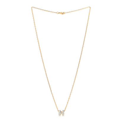 Hermes Lacquered Gold Mini Pop H Pendant Necklace White 3 of 7