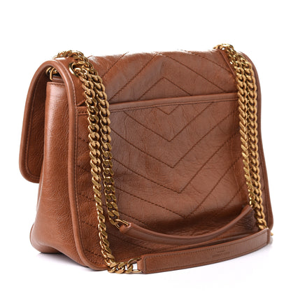 Saint Laurent Crinkled Calfskin Matelasse Monogram Medium Niki Chain Satchel Caramel 3 of 9