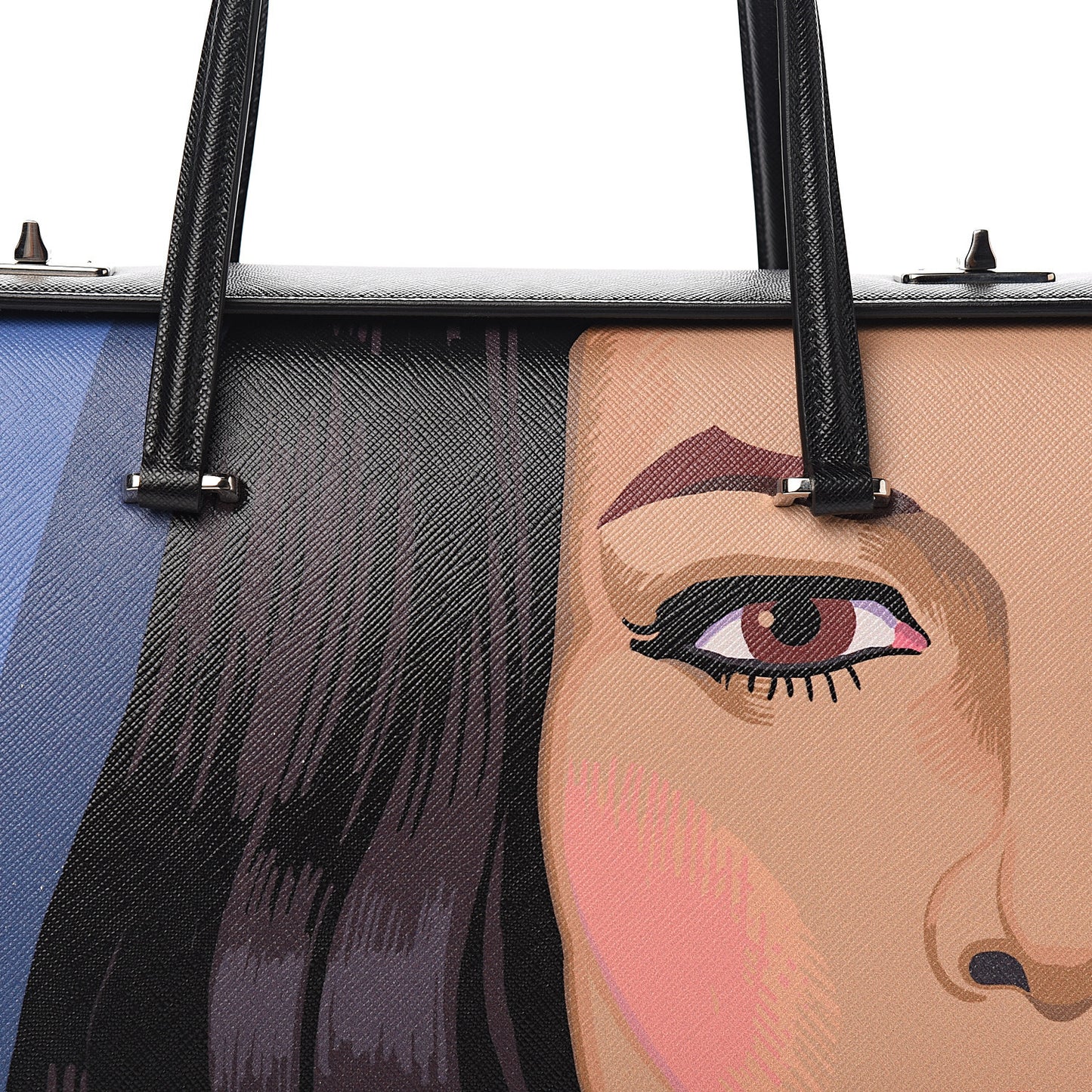 Saffiano Girl Print Satchel Viola Black