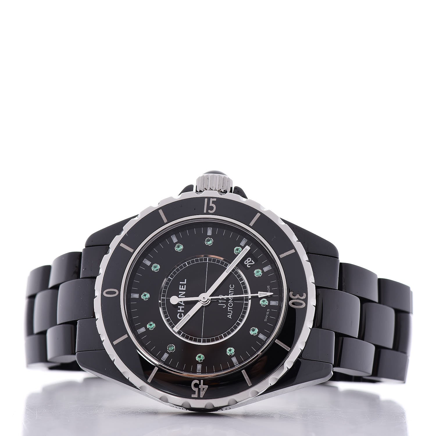 Chanel Stainless Steel Ceramic Emerald 38mm J12 Automatic Watch Black 3 of 5