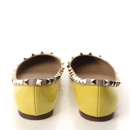 Valentino Garavani Patent Rockstud Ballerina Flats 37 Naples Yellow Poudre 5 of 15