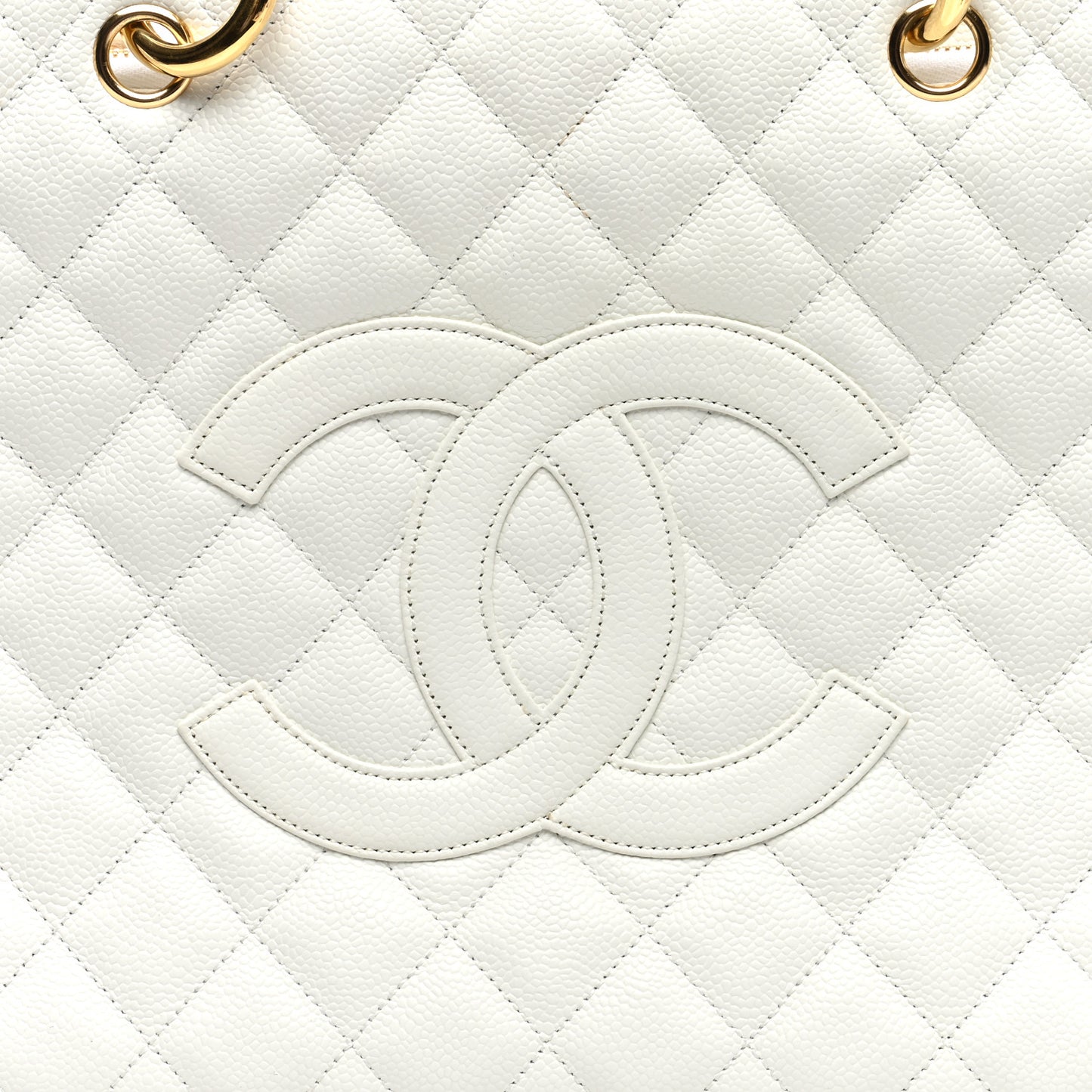 Caviar Quilted Grand Shopping Tote GST White