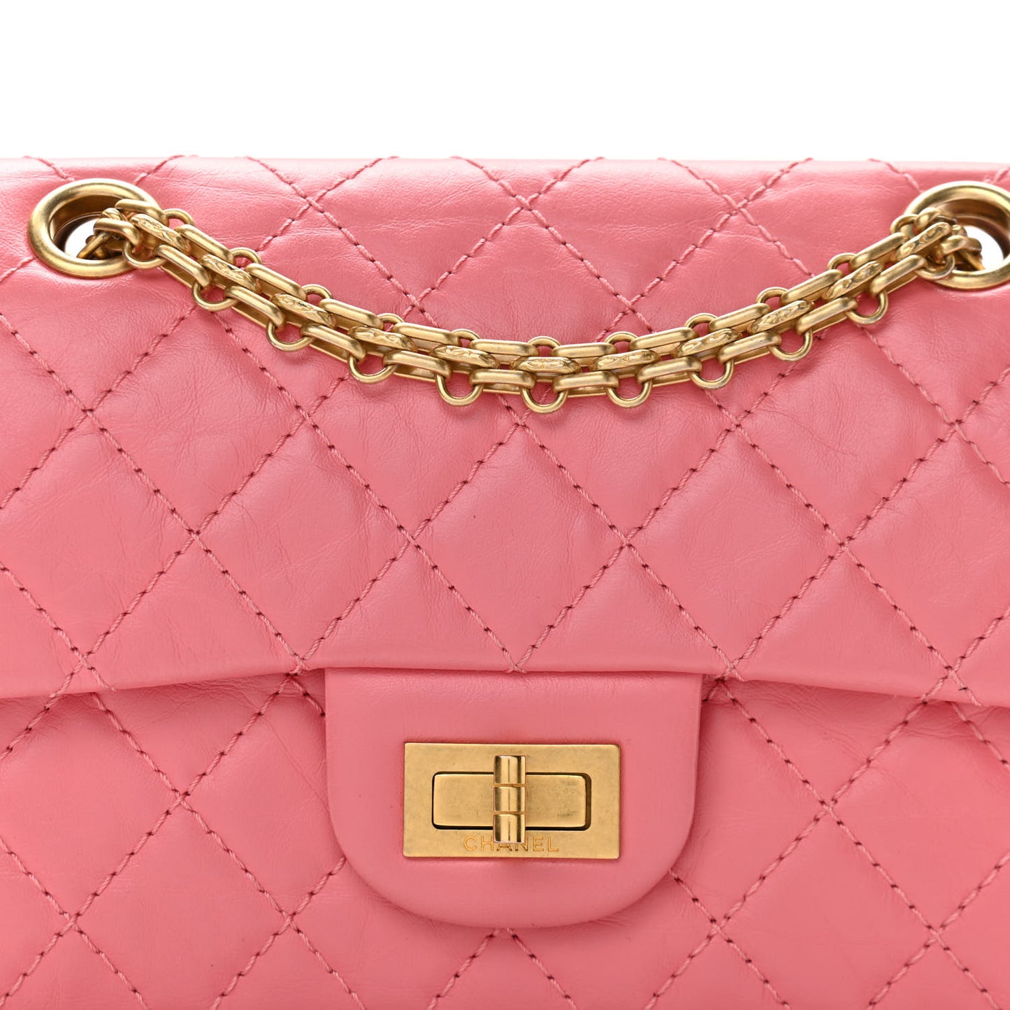 Aged Calfskin Quilted 2.55 Reissue Mini Flap Pink
