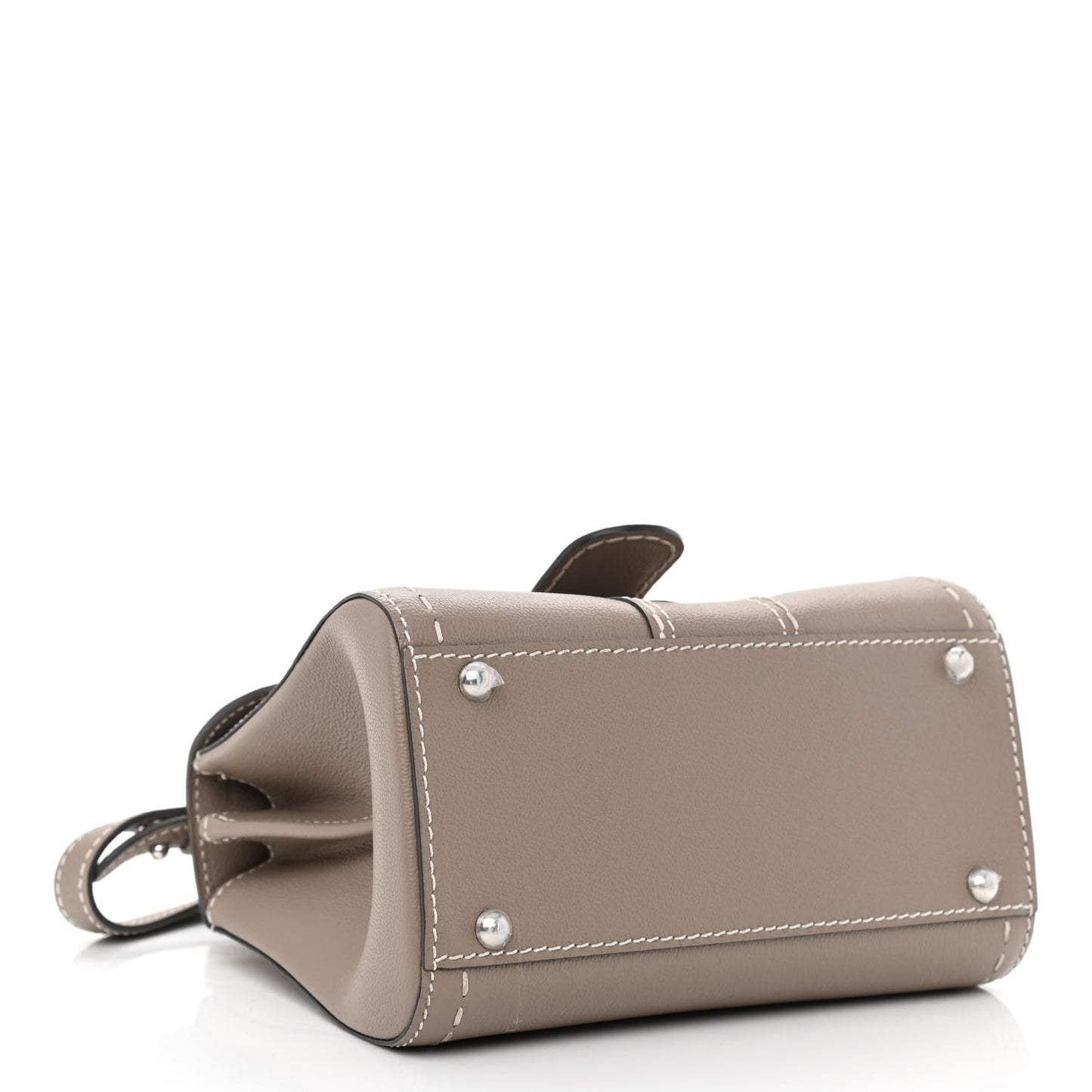 Grained Rodeo Calfskin Surpique Mini Brillant Satchel Tourterelle Ivory