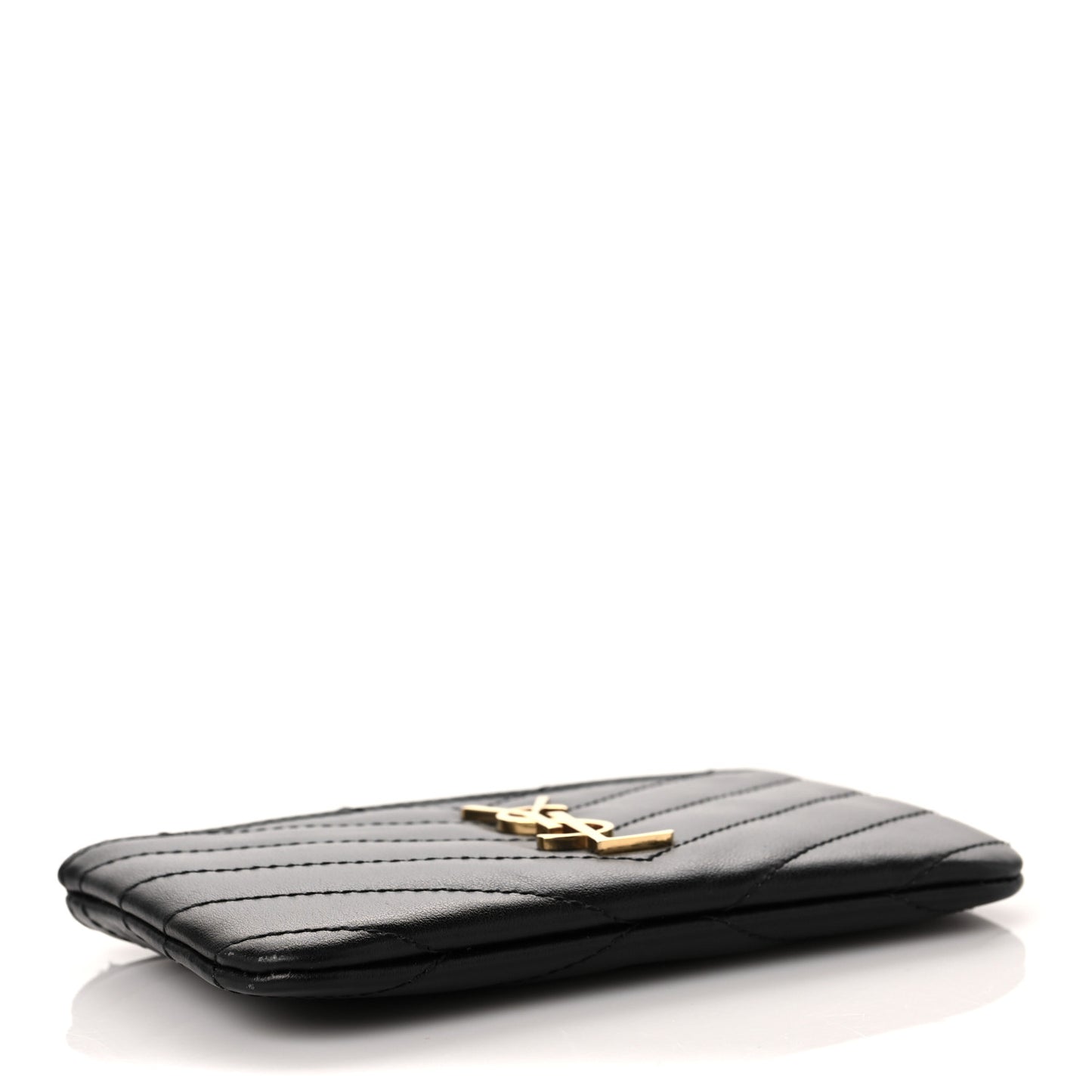 Calfskin Matelasse Monogram Key Pouch Black
