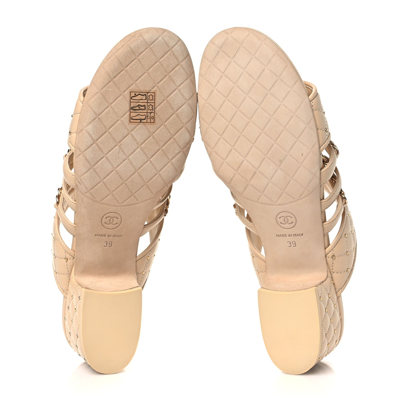 Chanel Lambskin Quilted Chain Mule Sandals 39 Beige 5 of 9