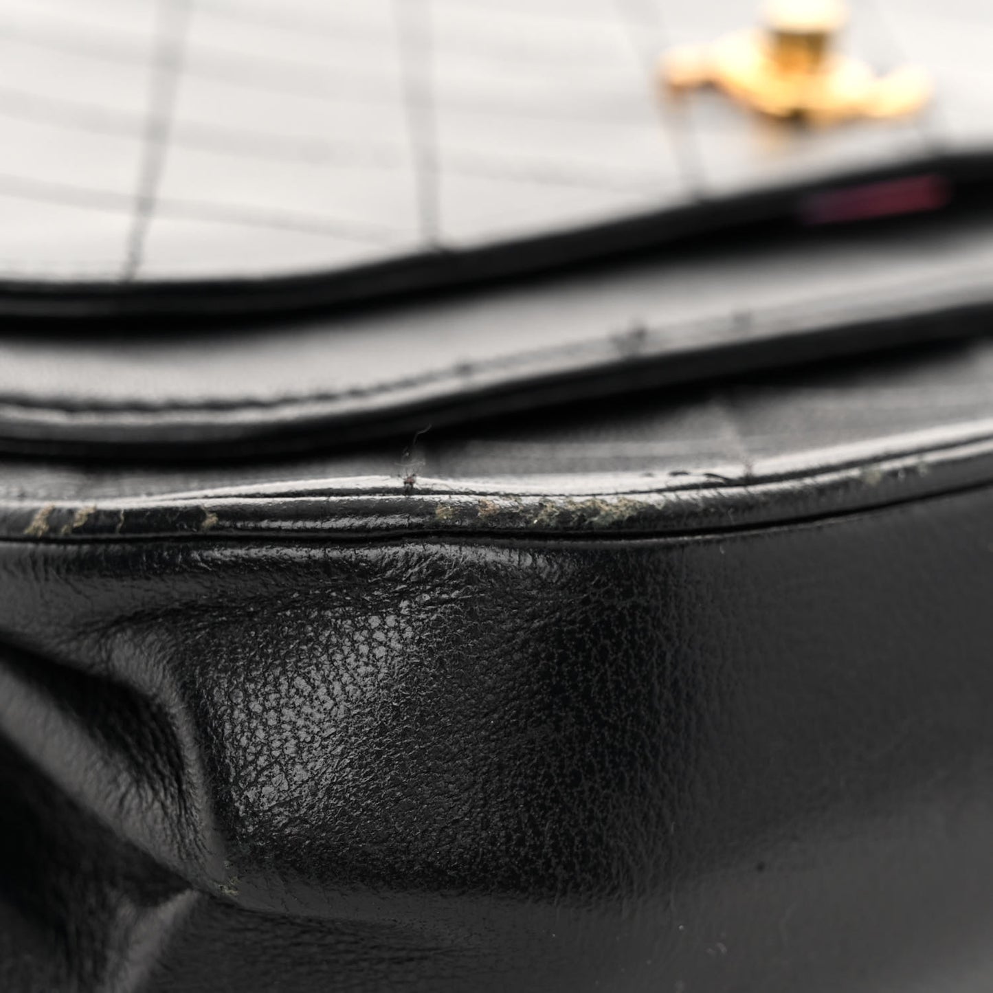 Lambskin Quilted Medium Round Double Flap Black