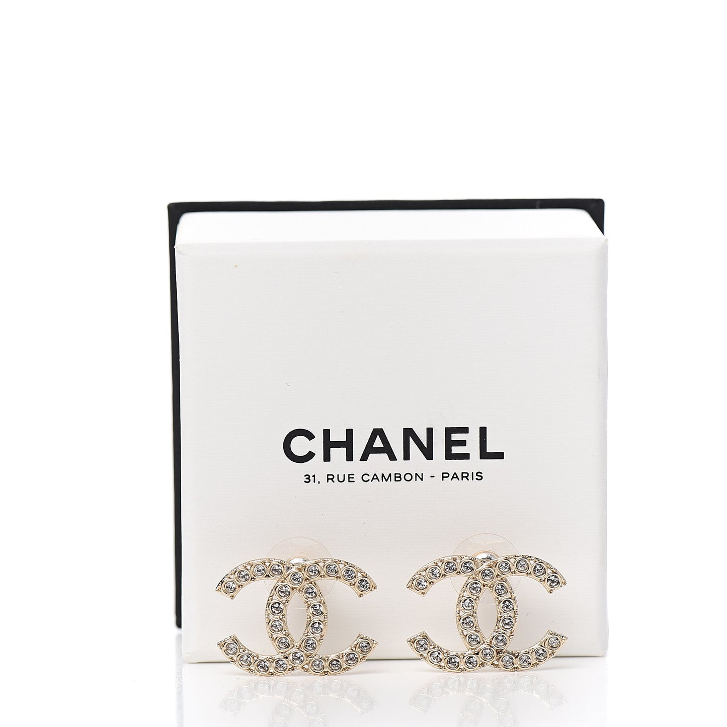 Crystal CC Earrings Light Gold